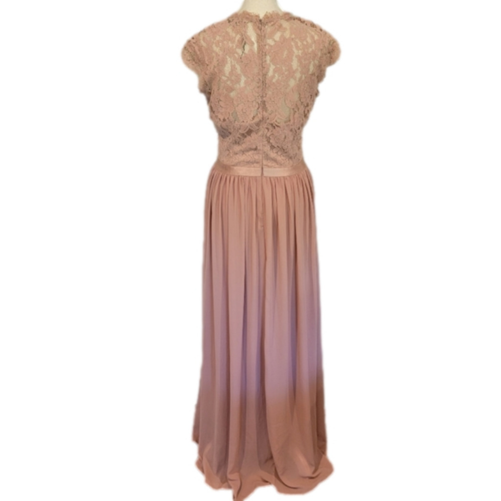 Musol Pink Lace Chiffon Fit And Flare Floor Length Gown Size S - Picture 5 of 16